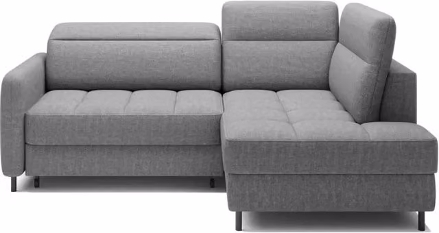 Divano angolare destro convertibile BARNEA MEUBLORAMA grigio con contenitore e funzione letto, L 208 cm
