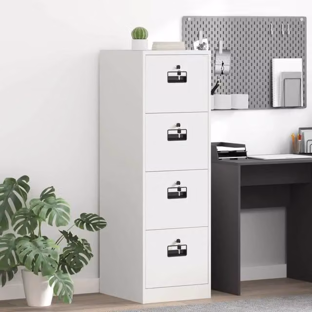 Armadio per file con cassetto e serratura vidaXL Bianco L/P/H: 44 x 50 x 139 cm – 1