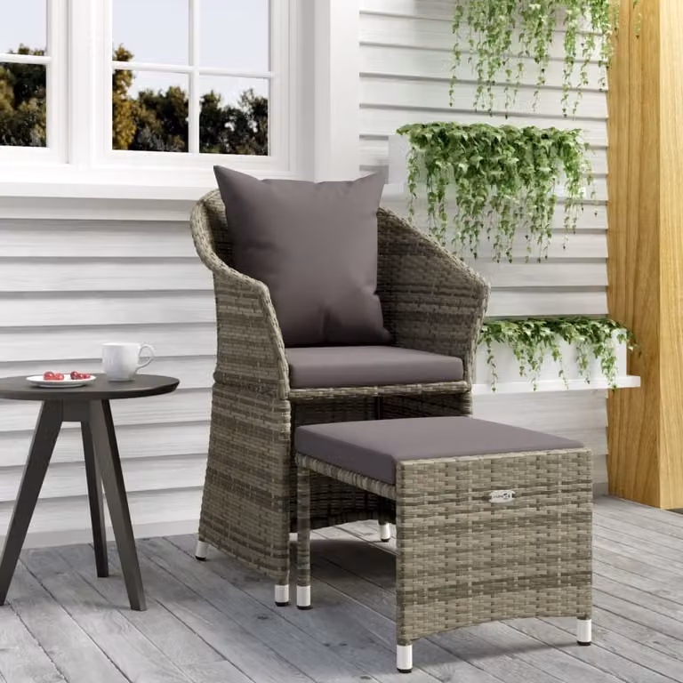 Maison Exclusive - Set da giardino 2 pezzi con cuscini Grigio Poly Rattan