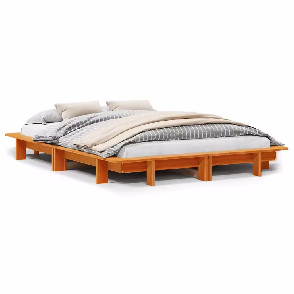 Letto singolo in legno di pino color marrone cera vidaXL L/P: 120 x 200 cm – 2