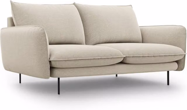 Divano 2 posti Vienna Cosmopolitan Design in tessuto strutturato beige con struttura in metallo – 1