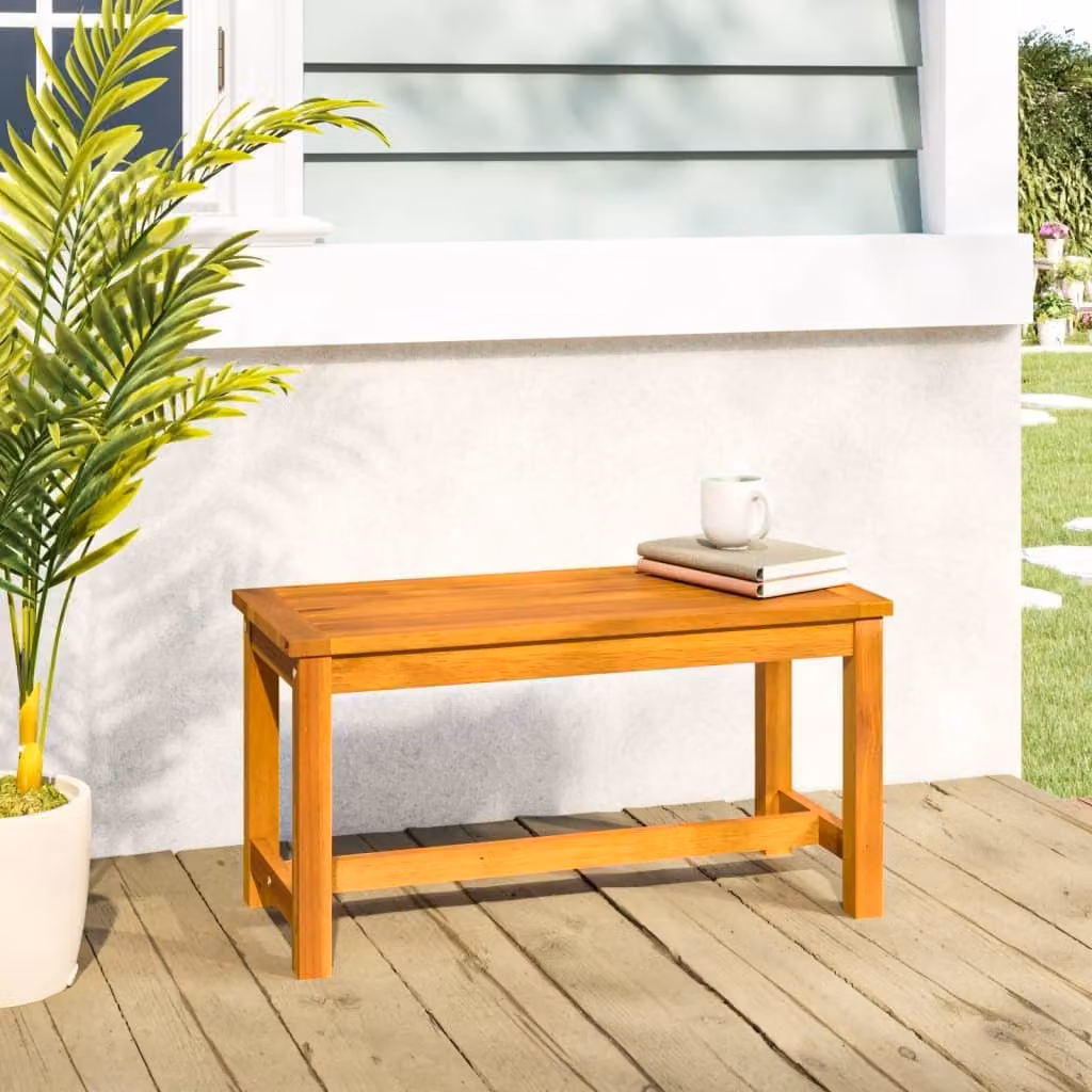 The Living Store Panchina da giardino 80x35x45 cm Legno massello di acacia