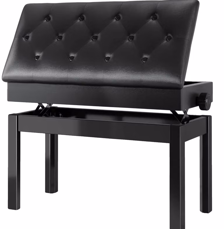 Panca per pianoforte, regolabile in altezza, comoda imbottitura in pelle, doppia 73x33 cm, nera