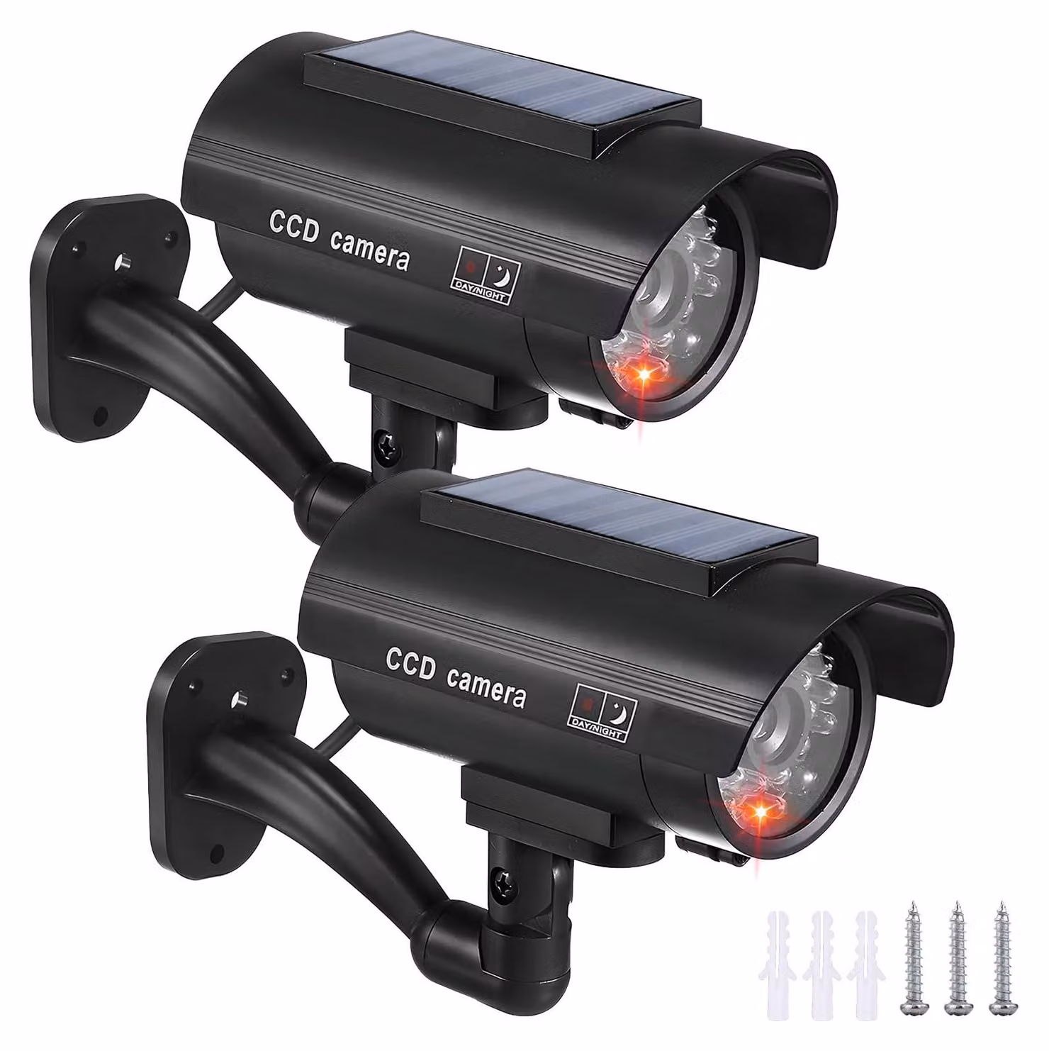Set di 2 telecamere per esterni, alimentate a energia solare e dotate di LED lampeggianti