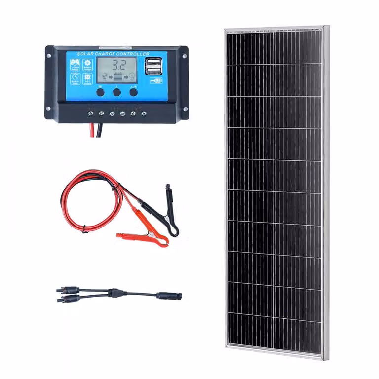 kit di pannelli solari da 100W Modulo solare monocristallino da 12V - Include regolatore di carica da 8,33A - Sistema solare con tasso di conversione del 23% - Compatibile con batterie AGM, GEL, FLD e LI - Ideale per camper, yacht e per la casa