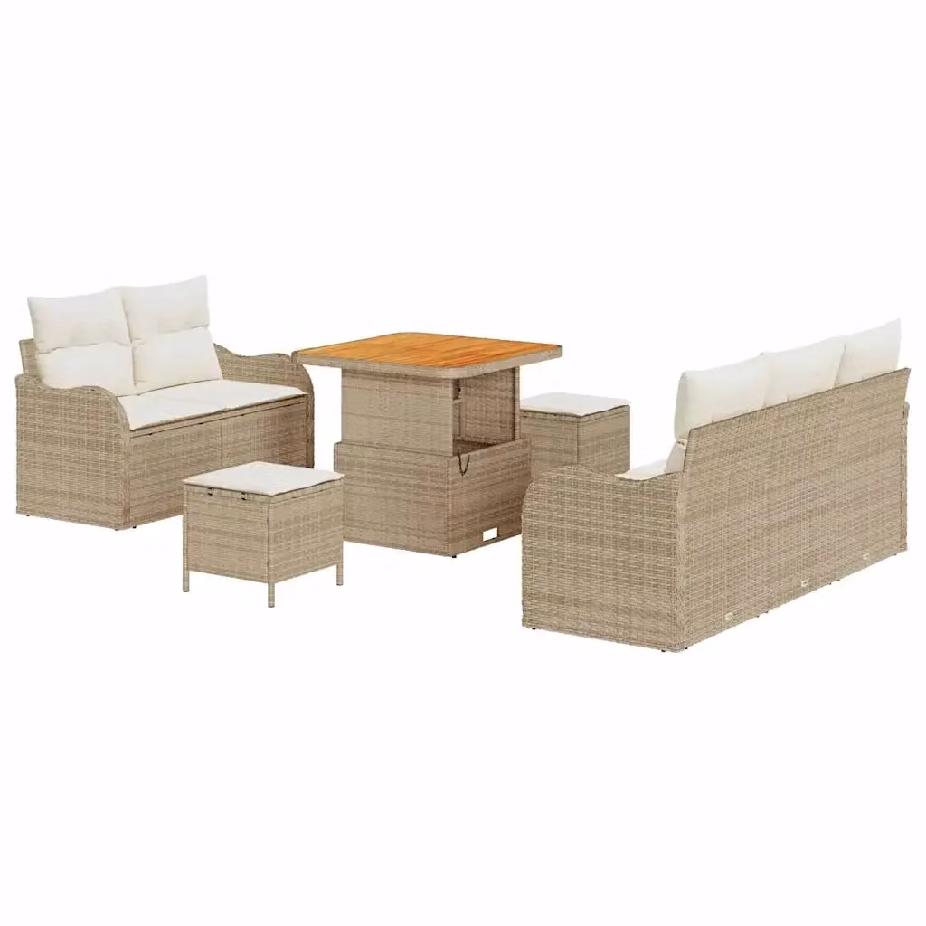 vidaXL Set Divano da Giardino 8 posti a forma di U con Cuscini Beige – 2