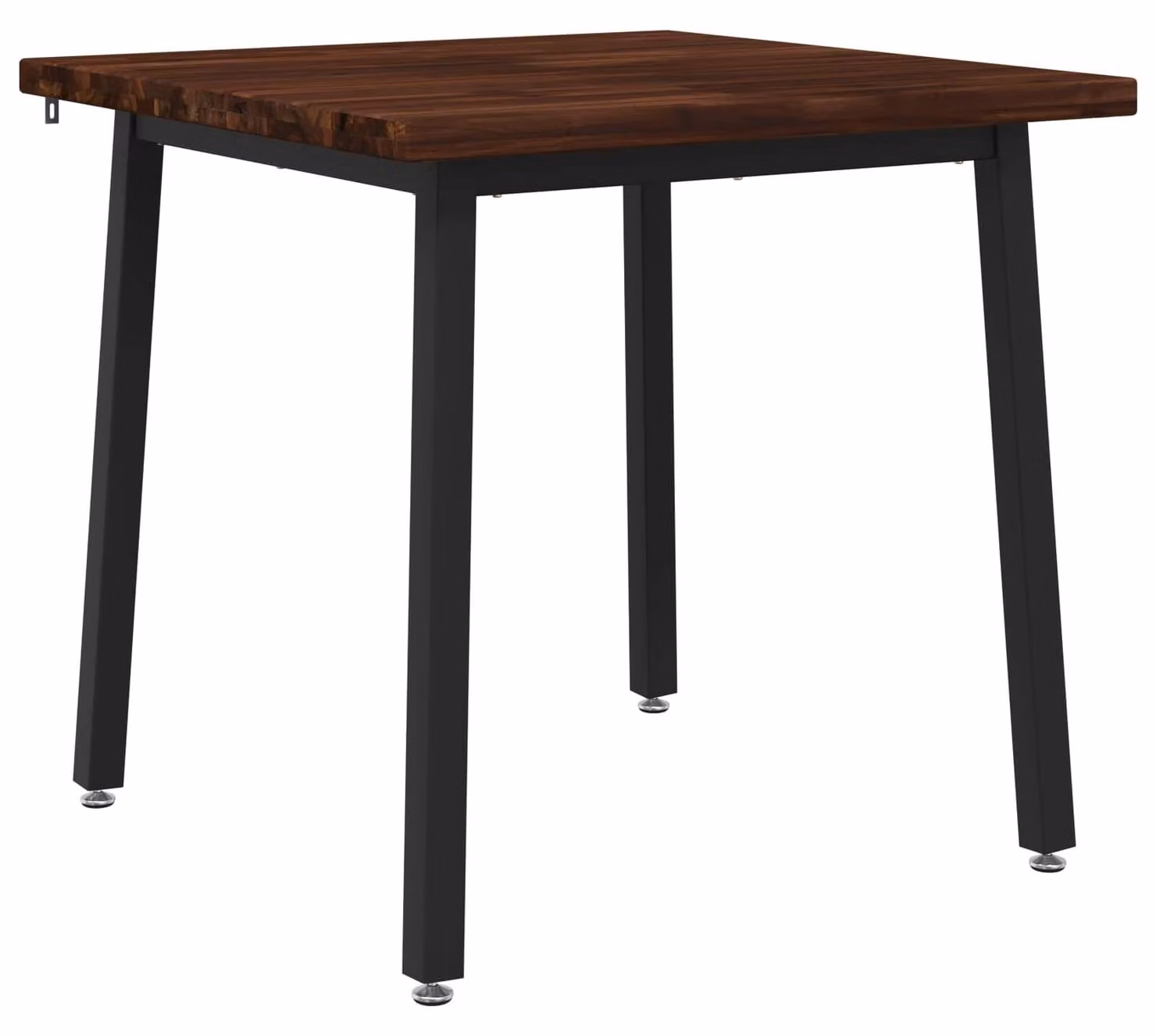 70 x 70 x 75 cm. Realizzato in legno massello di acacia, colore marrone scuro e nero