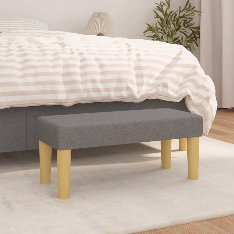 Panca moderna vidaXL in tessuto grigio con struttura in legno L: 70 cm, P: 30 cm, H: 30 cm