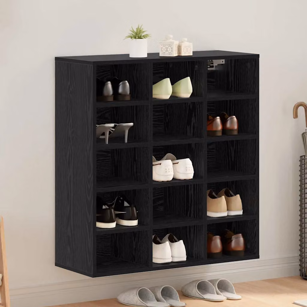 Scarpiera mobile moderna vidaXL in legno nero L: 77,5 cm, P: 30 cm, H: 83,5 cm