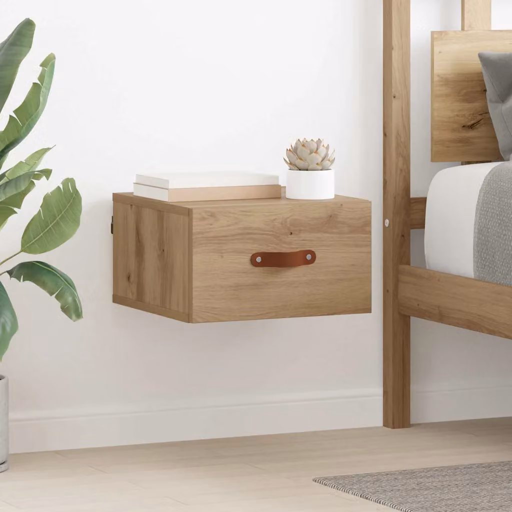vidaXL Mobiletto da comodino sospeso moderno in MDF marrone L 35 cm, P 35 cm, H 20 cm