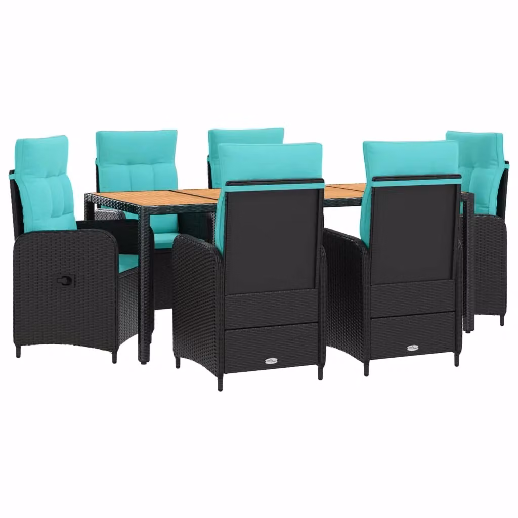 Set da pranzo per esterni moderno vidaXL in polyrattan e legno di acacia con 7 pezzi colore turchese – 2