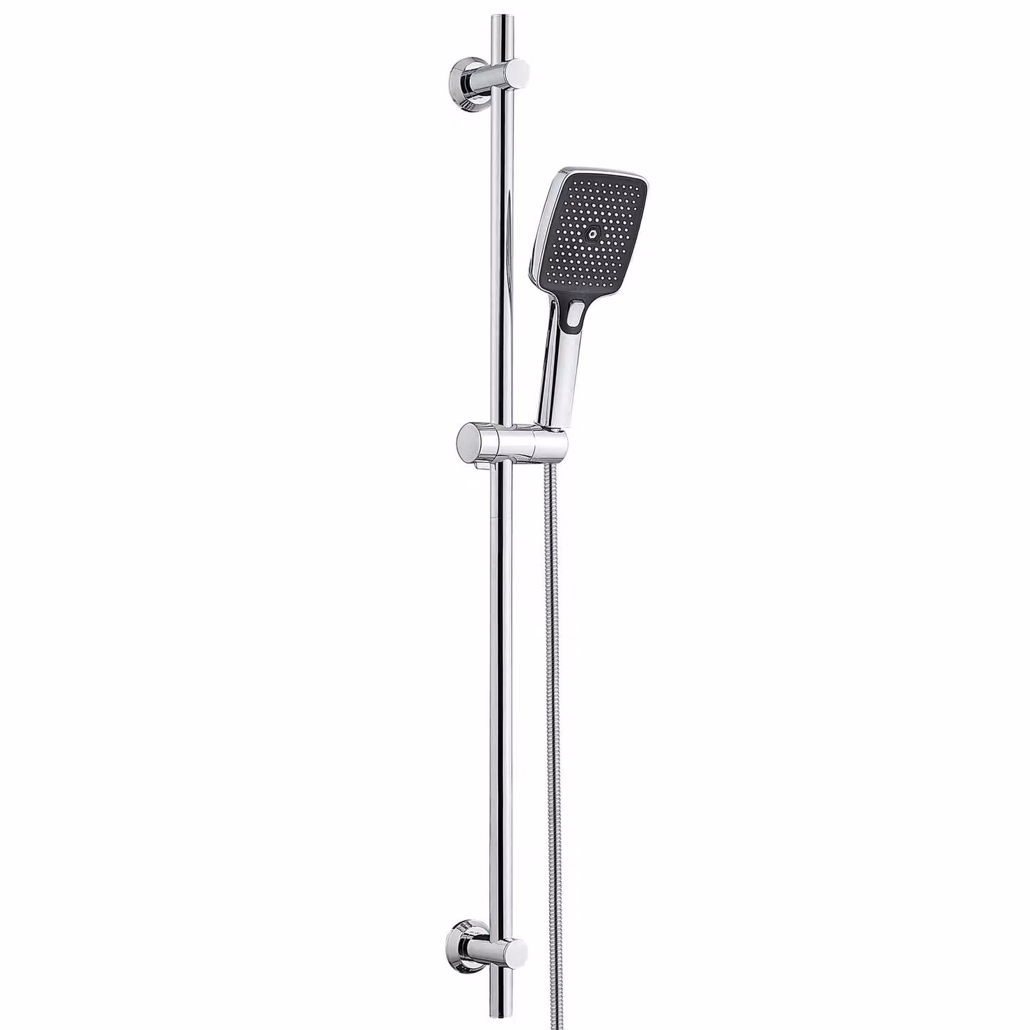 Set JOHO con asta doccia, doccetta, tubo flessibile e supporto; asta doccia in acciaio inossidabile da 100 cm, adatta ai fori già presenti, cromata