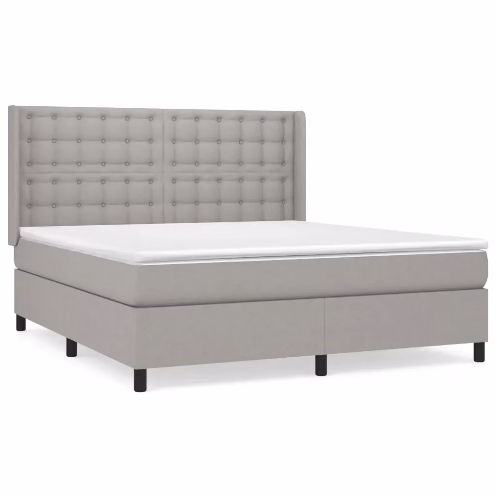 Giroletto a molle con materasso vidaXL in tessuto grigio chiaro e bianco, L/P/H: 160 x 200 cm – 2