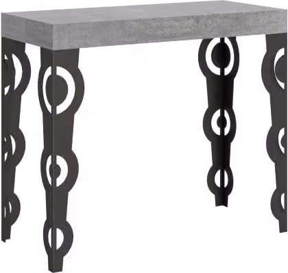 Consolle allungabile Itamoby Karamay con telaio antracite e finitura cemento, L/P/H: 90 x 40 x 77 cm, estensibile fino a 300 cm – 1