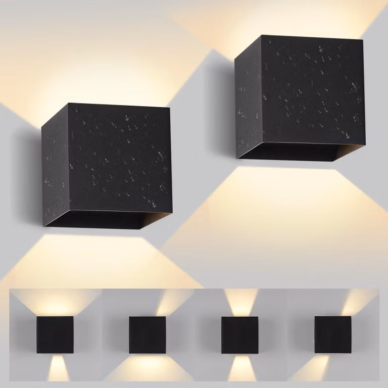 Lampada da parete esterna a LED, 12W, 3000K, grado di protezione IP65, orientabile, confezione da 2, colore nero