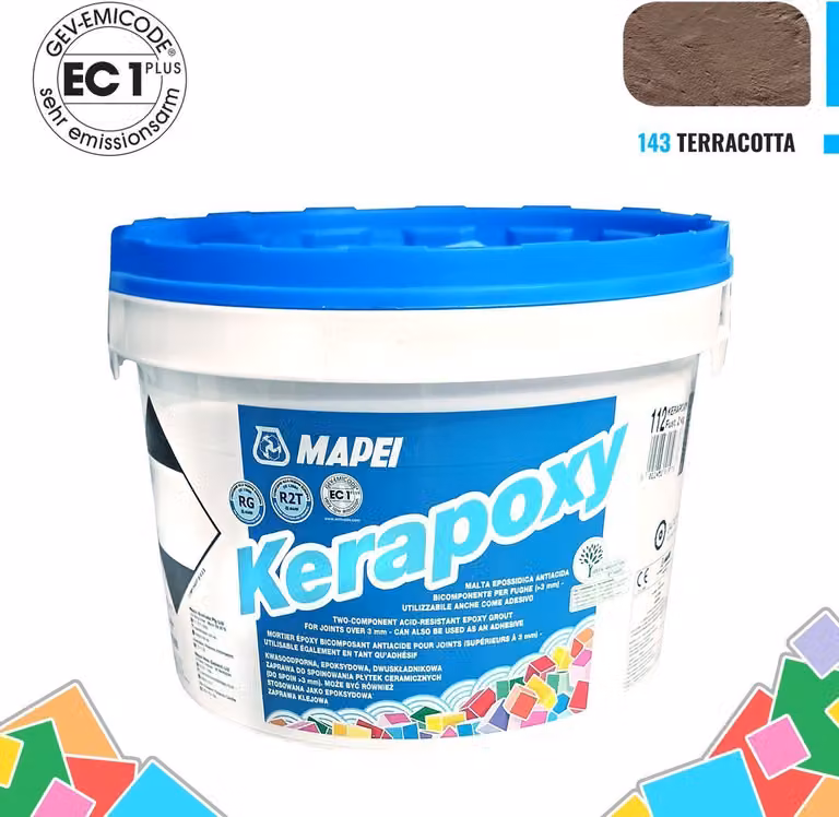 MAPEI Kerapoxy Epoxy Grout 2 kg Adesivo e stucco bicomponente in resina epossidica resistente agli acidi per pareti e pavimenti (Terracotta n. 143 2 kg)