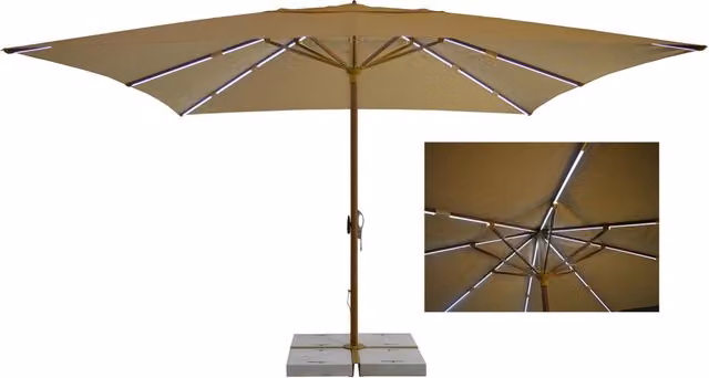 Ombrellone da Giardino GIORDANOSHOP con LED in Alluminio e Telo in Poliestere Beige, L: 400 x P: 400 cm