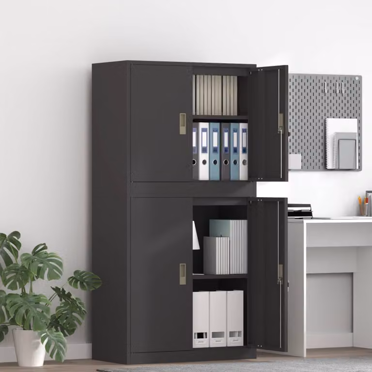 vidaXL Armadio 2 pz Nero 80 x 40 x 160 cm Acciaio Bloccabile