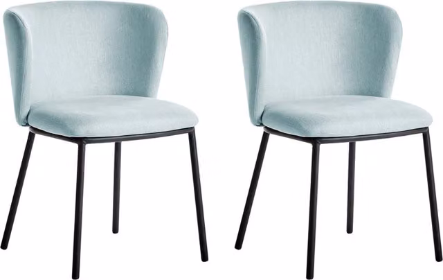 Set di 2 sedie da pranzo BELIANI in poliestere azzurro con gambe in metallo nero e schienale curvo design moderno