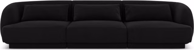 Divano 3 posti Tulum Cosmopolitan Design in velluto nero L: 255 cm, P: 70 cm, H: 79 cm