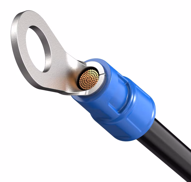 Connettori a crimpare isolati, tipo ad anello, M10, sezione 16 mm², confezione da 10 pezzi, in poliammide, conformi alla norma DIN 46234