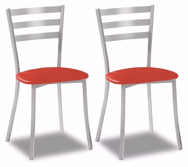 2 sedie da cucina, in metallo, colore rosso, altezza seduta 45 cm