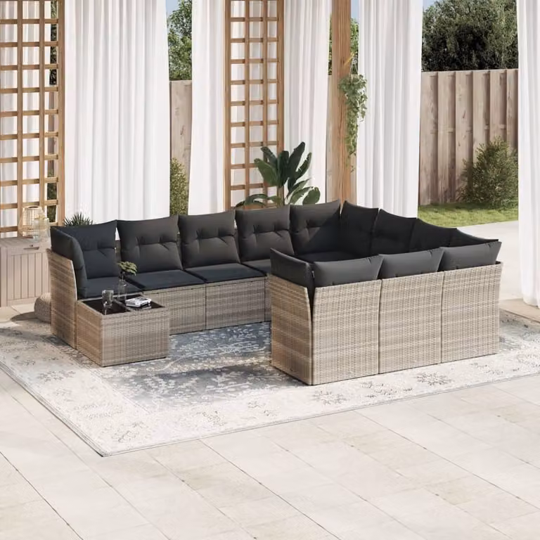 Maison Exclusive - Set Divani da Giardino 11 pz con Cuscini in Polyrattan Grigio