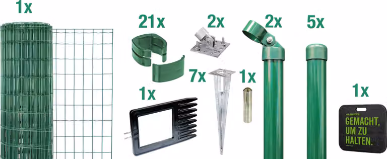 Alberts 695705 Fix-Clip Pro come set completo di recinzione, con presa a terra e cuscino per ginocchio, verde, altezza 122 cm, lunghezza 10 m