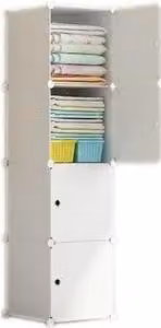 Armadio modulare guardaroba bianco scaffale colonna chiusa 4 ripiani