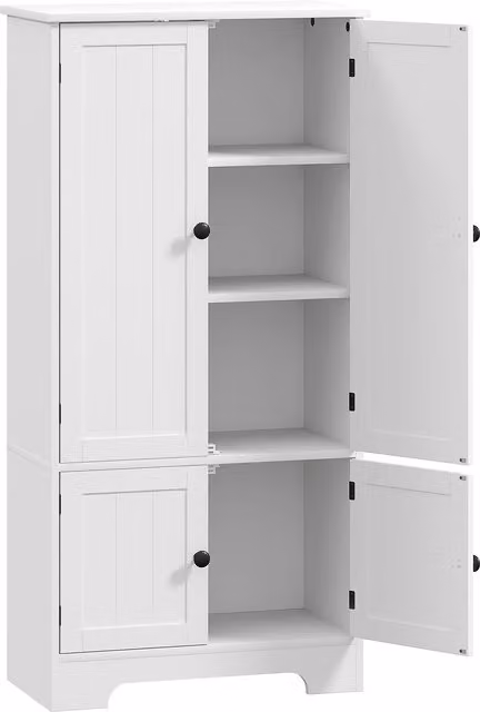 Credenza da Cucina Moderna HOMCOM con 4 Ante e Ripiani Interni, Bianco, L: 58.2 cm, P: 30 cm, H: 123 cm