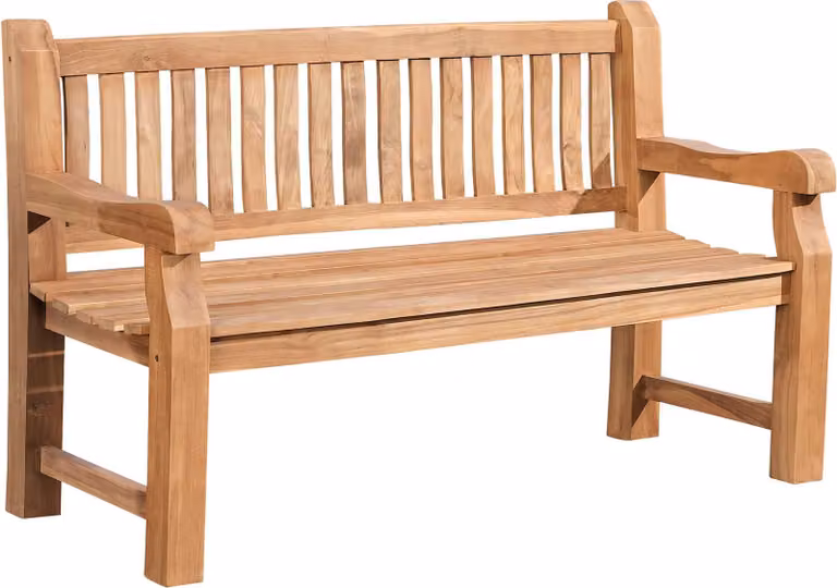 CLP, panca da giardino in teak Jackson V2, con schienale, resistente agli agenti atmosferici, stabile e massiccia | Colore: teak | Dimensioni: 150 cm