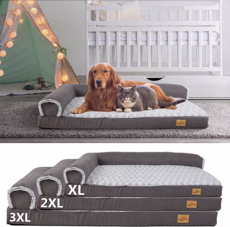 WISFOR letto per cani cuscino ortopedico per cani letto per gatti cestino per cani posto letto, lavabile copertura rimovibile, 120 x 90 x 25 cm [taglia: XL]