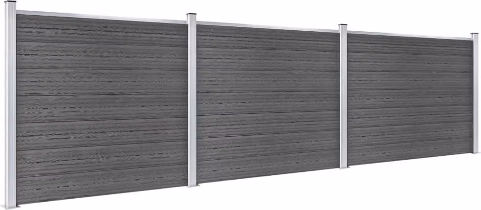 Set di elementi di recinzione WPC 526x146 cm nero