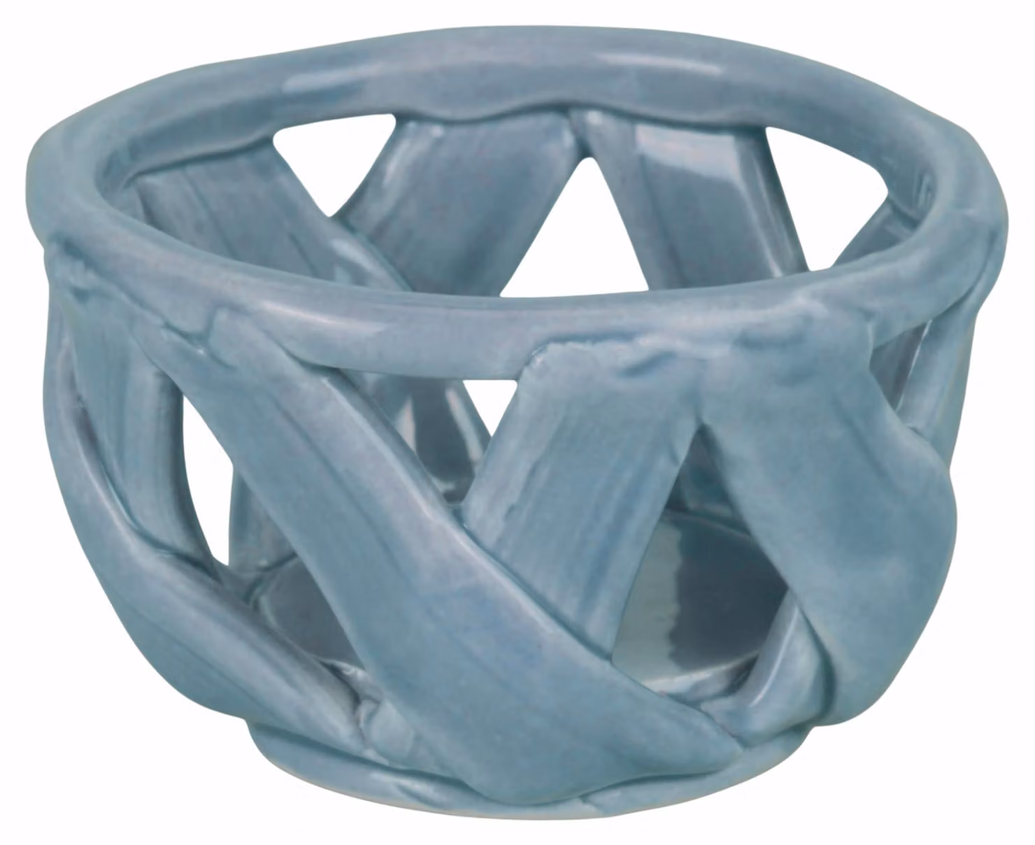 Set di 4 cesti in Vetroceramica, con decorazione intrecciata, colore indaco, diametro 7 cm