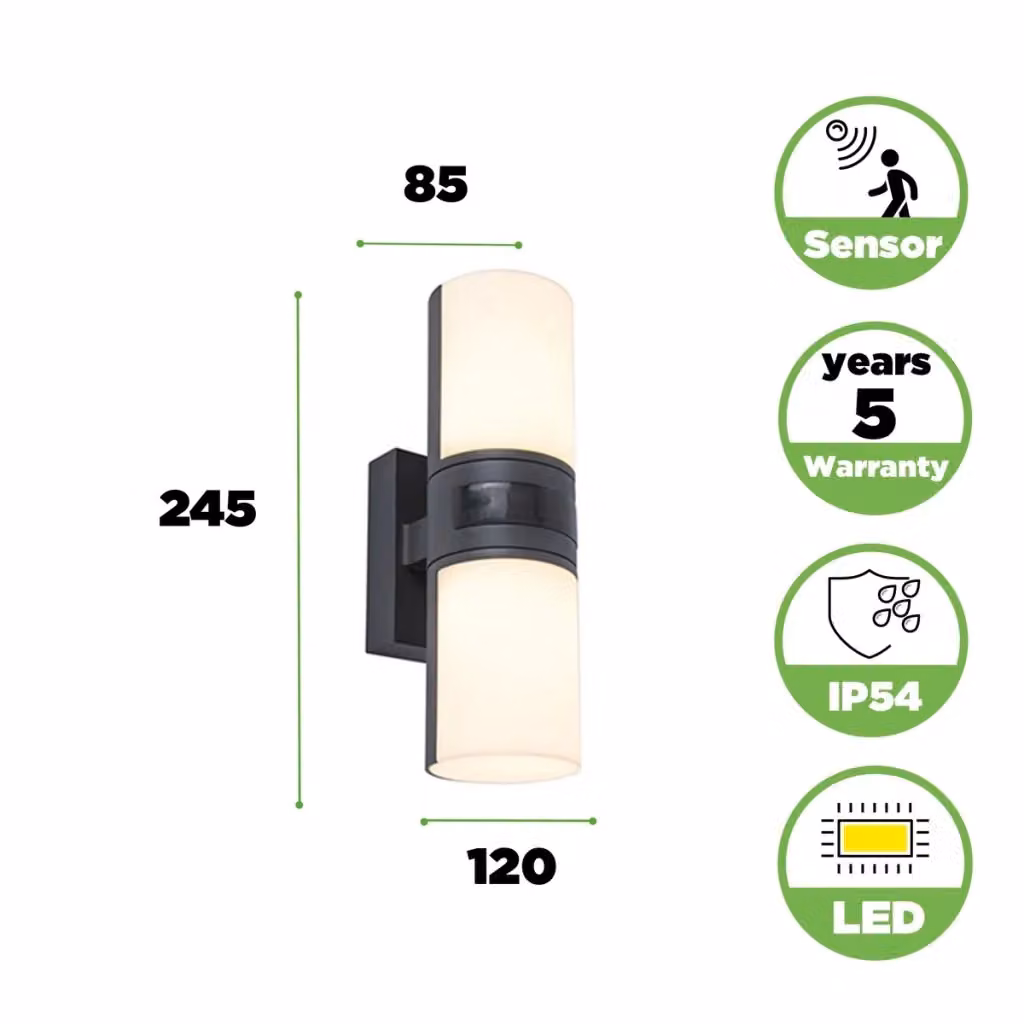 Applique esterna LED CYRA Lutec con sensore di movimento e crepuscolare, colore bianco, IP54 – 2