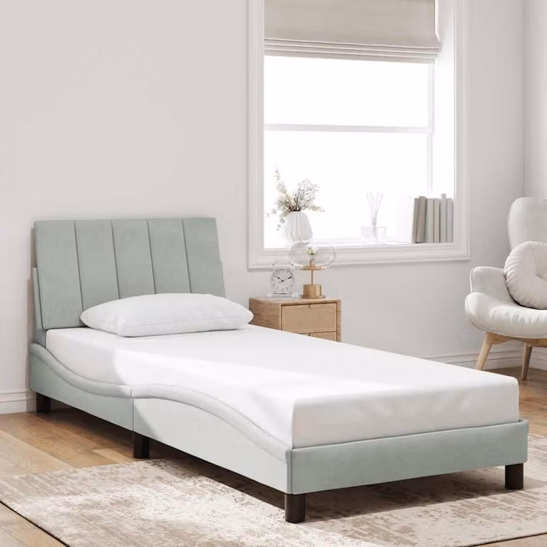 vidaXL Giroletto Hanko senza Materasso in Velluto Grigio Chiaro 90x200 cm