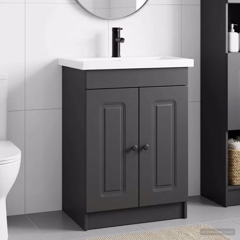 Set di mobili per il bagno moderno vidaXL in nero con ante a battente e ripiani interni, L: 78,5 cm, P: 37,5 cm, H: 81 cm
