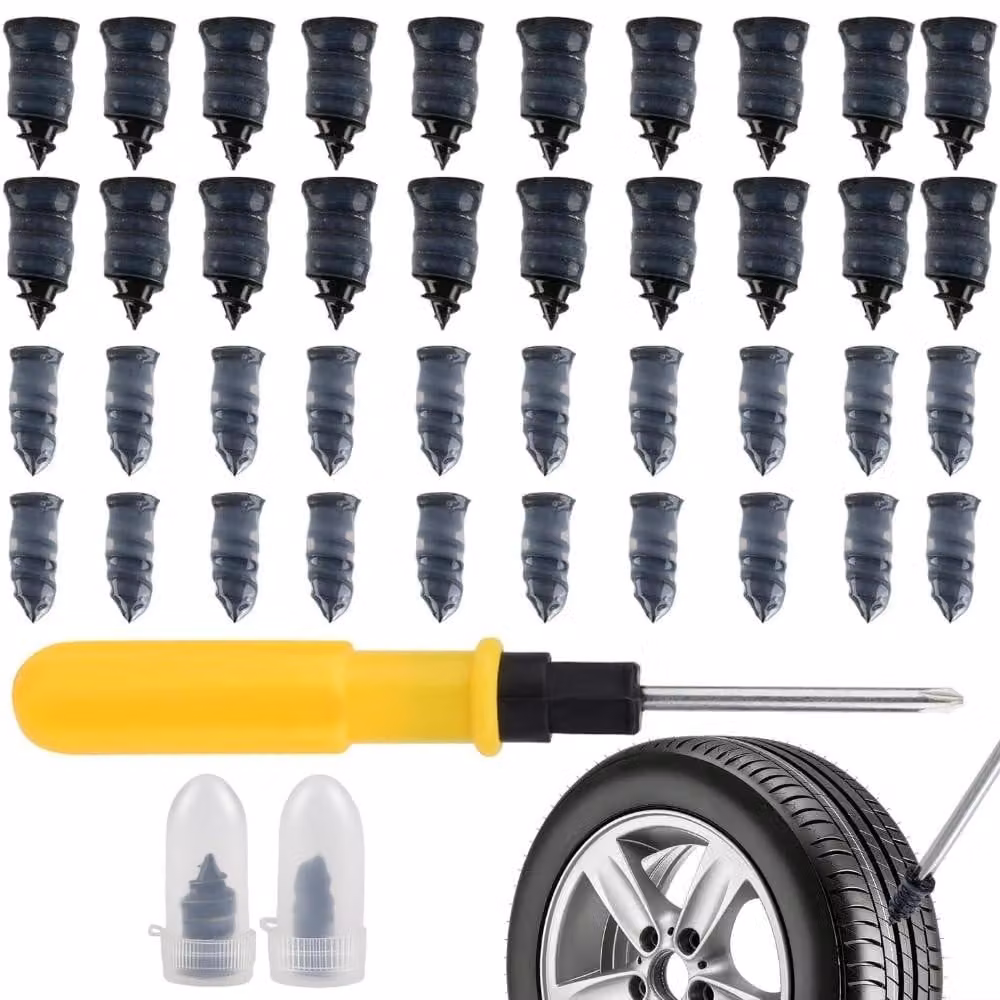 Kit di riparazione pneumatici - 40 pezzi, con cacciavite e custodia