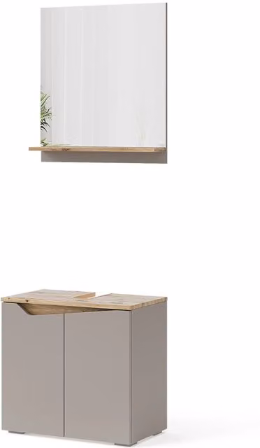Combinazione mobili da bagno Vicco Marelle 2 pezzi in legno Grigio e Rovere