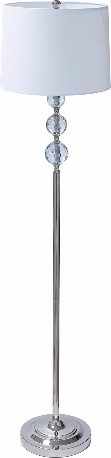 Lampada da terra Relaxdays, paralume in tessuto, metallo, E27, A x P: 155 x 35,5 cm, design cristallo, lampada da terra per soggiorno, argento/bianco