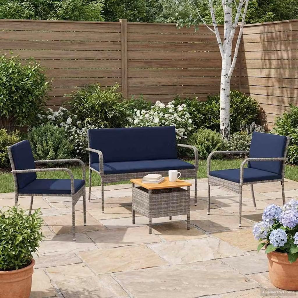 Maison Exclusive - Set da giardino grigio in rattan sintetico