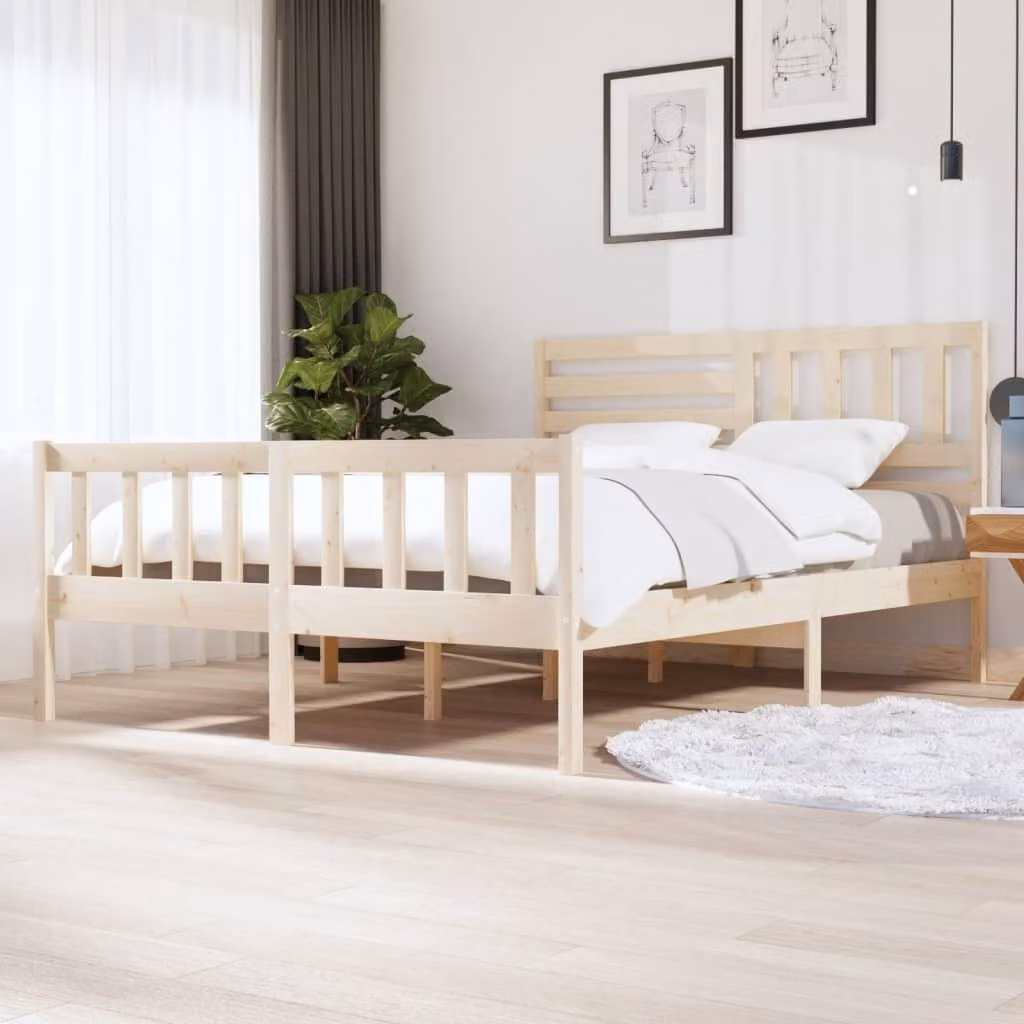 The Living Store Letto in legno massiccio 160x200 cm