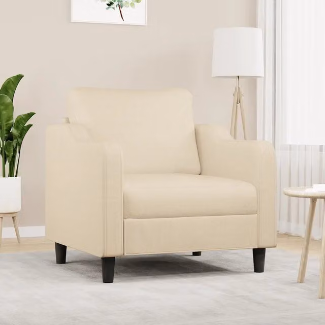 Poltrona moderna beige vidaXL con struttura in metallo e rivestimento in tessuto