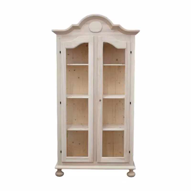 Vetrina a 2 ante in legno stile shabby chic bianco opaco Mobili 2G L/P/H: 103 x 45 x 197 cm