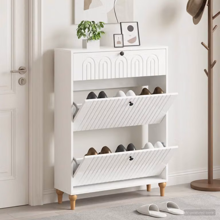 Mobile porta scarpe vidaXL ALKMAAR moderno con ante a battente in MDF e metallo L/P/H: 78 x 24 x 103 cm