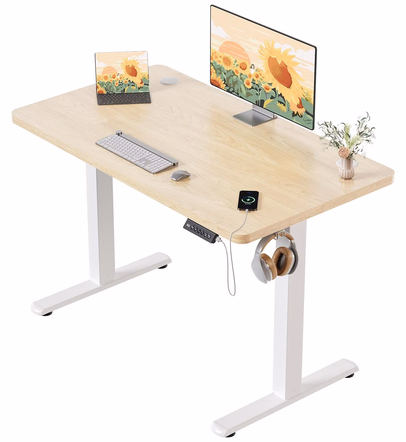 Scrivania regolabile in altezza, elettrica - Piano di lavoro 100x60 cm - Struttura in acciaio