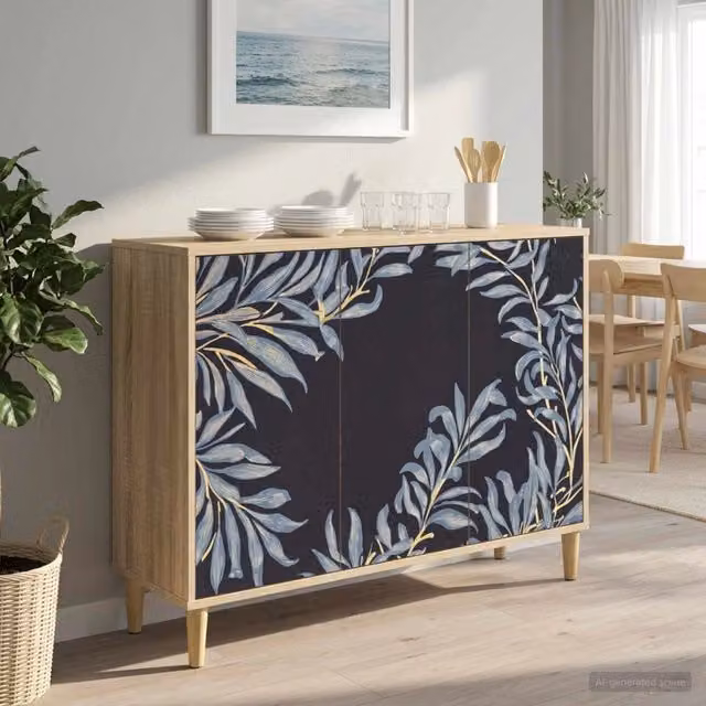 Credenza moderna DOKKUM vidaXL in legno ingegnerizzato marrone L: 102 cm, P: 33 cm, H: 75 cm – 1