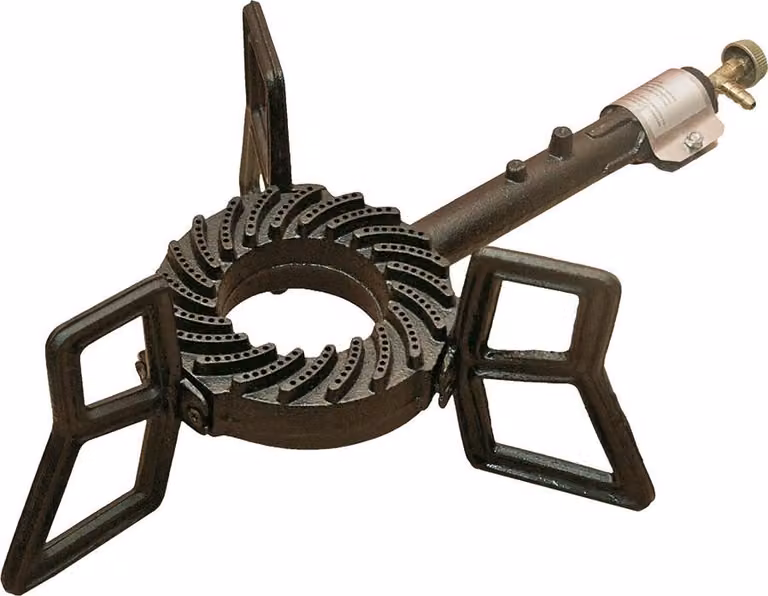 Fornello a gas in ghisa Elma Classic, potente 6,5 kW, ghisa robusta, treppiede stabile - Elma