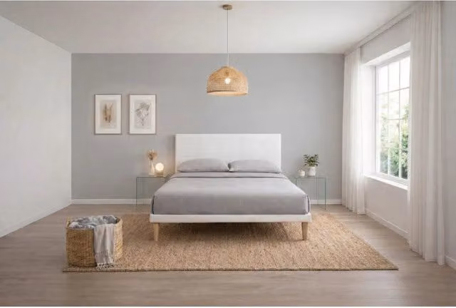 Letto imbottito Letto Matrimoniale alla Francese 140x200 cm Flat - Bianco,Similpelle,Con rete