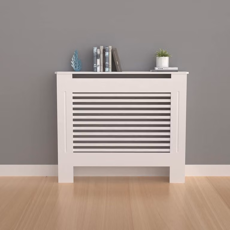 Copertura per radiatore in legno, altezza 92 cm, realizzata in MDF rinforzato, adatta per radiatori di piccole dimensioni, ideale per cucina e camera da letto